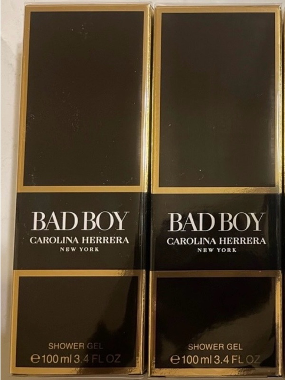 Carolina Herrera Bad Boy Shower Gel Black and Gold 2 new bottler. 3.4 oz bottles